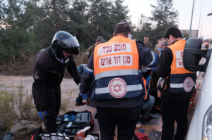Magen David Adom emergency responders on the scene of a Palestinian terror attack that killed three people on Thursday in Gush Etzion, Israel. Photo: Twitter.