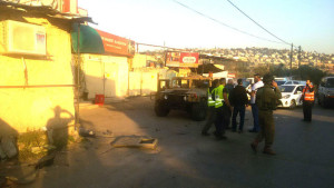 The aftermath of Thursday afternoon's car-ramming attack in Samaria. Photo: Screenshot.