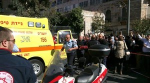 The scene of the scissor-stabbing attack in Jerusalem last month. Photo: Magen David Adom.