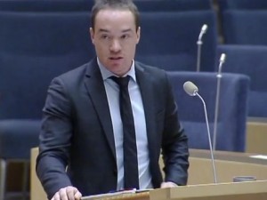 Swedish Parliamentarian Kenneth Ekeroth (pictured) accused his country's Foreign Minister of supporting terrorism. Photo: Screenshot.