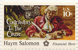 A commemorative stamp of Haym Salomon. Photo: Wiki Commons.