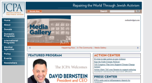 The JCPA website, featuring the announcement of David Bernstein as the Jewish group's new CEO. Photo: Screenshot