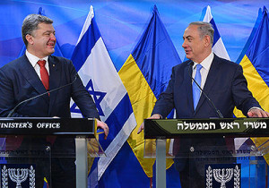 Ukrainian President Petro Poroshenko, left, and Israeli Prime Minister Benjamin Netanyahu. The Ukrainian president visited Israel on Tuesday. Photo: Kobi Gideon, GPO. 