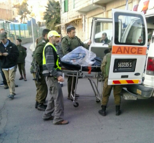 Israeli ZAKA volunteers at the scene of a stabbing attack in Hebron. Photo: Courtesy ZAKA.