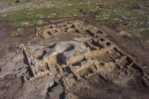 An aerial view of the 2,700-year-old farmhouse. Israeli archaeologists unearthed an ancient Byzantine Church and farmhouse in the Israeli town of Rosh Ha-‘Ayin. Photo: Israel Antiquities Authority.