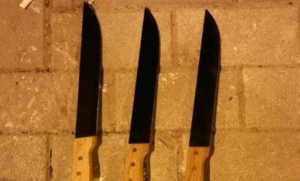The knives Afula police apprehended on three suspects from Jenin. Photo: screenshot