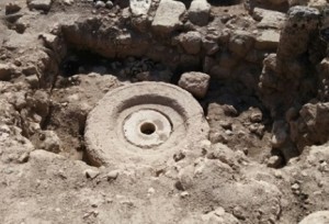 The 1,300-year-old olive press at Ancient Shiloh. Photo: Ancient Shiloh Archive. 