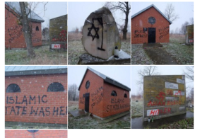 Antisemitic graffiti was discovered at the Jewish cemetery in Sochaczewie. Photo: Screenshot