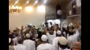 A wedding in Israel, where Jewish extremists celebrated the death of a baby in the Palestinian village of Duma. Photo: Channel 10/Screenshot.