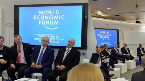 Prime Minister Benjamin Netanyahu center) at the World Economic Forum at Davos. Photo: Facebook.
