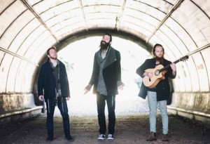 From left to right, Elisha Mlotek, Shlomo Gaisin, and Zachary Goldschmiedt of the Hassidic funk band Zusha. Photo: Shimmy Socol.