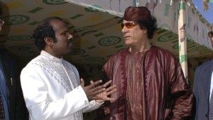 Dr. K.A. Paul (left) with Libyan dictator Muammar al-Gaddafi. Photo: Courtesy of Global Peace Initiative.