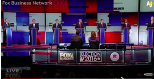 Top-tier GOP candidates debated a range of issues, including foreign policy, in Thursday night's Republican primary debate on the Fox Business network. Photo: YouTube screenshot.