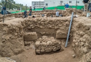 The construction site in Nahariya where an ancient fortress was unearthed. Photo: Israel Antiquities Authority.