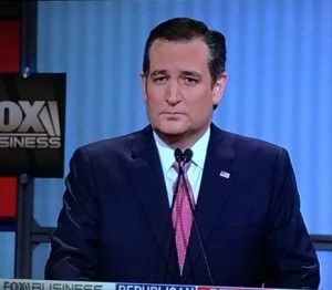 Presidential hopeful Ted Cruz speaking at the GOP debate. Photo: Twitter. 