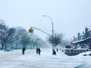 Brooklyn during Winter Storm Jonas. A Brooklyn man collapsed and went into cardiac arrest while shoveling storm that accumulated from the snow storm. Photo: Twitter. 
