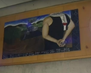 The York University mural that is the subject of controversy. Photo: City News/Screenshot.