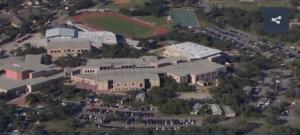 The parking lot of the San Antonio high school where the car of a Jewish student was painted with a swastika. Photo: Screenshot.