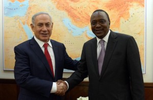 Israeli Prime Minister Benjamin Netanyahu meeting with Kenyan President Uhuru Kenyatta in Jerusalem. Photo: Facebook.