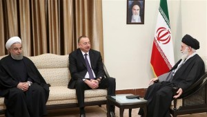 Iranian Supreme Leader Ali Khamenei and President Hassan Rouhani meet with Azeri president Ilham Aliyev. Photo: Khamenei's Twitter feed.