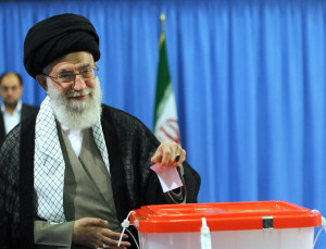 Supreme Leader of Iran, Ayatollah Ali Khamenei casts his ballot. Photo: Wikipedia.
