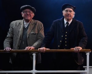 Bernie Sanders, left, and Larry David. Sanders joked about his name being "too Jewish" in an SNL skit. Photo: NBC/Saturday Night Live.
