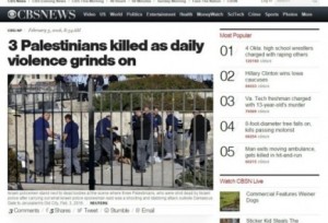 A screenshot of the original CBS headline on the Palestinian terror attack near Jerusalem's Damascus Gate on Wednesday. Photo: Screenshot.