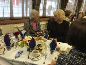The Duchess of Cornwall, right, talking to a Holocaust survivor. The royal highness visited the Holocaust Survivors Centre in London. Photo: Twitter.