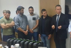 Israeli Public Security Minister Gilad Erdan (far right) with former members of Duvdevan, the IDF's anti-terrorist unit, on Thursday. Former Duvdevan members were issued firearm licenses. Photo: Public Security Ministry.