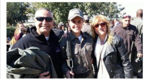 Hadar Cohen with her parents after she was sworn in at ceremony as a borderpolice woman, just a week ago. Cohen died from wounds she sustained in a terrorist attack. Photo: Twitter/ SussexFriendsIsrael.