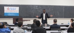 South African student leader Jamie Mithi speaks Feb. 4 at the University of California, Los Angeles (UCLA) about the anti-Israel comparison of the Jewish state to apartheid-era South Africa. Photo: Courtesy StandWithUs.