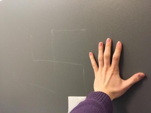 Swastika at UMass Amherst. Photo: Jeremy Tibbetts