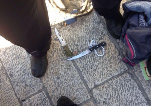 The knife used in the attempted stabbing attack at Damascus Gate. Photo: Israel Police.
