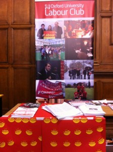 Oxford University Labour Club stand. Photo: Facebook.