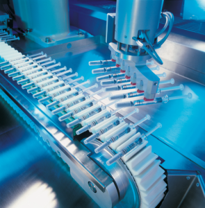 Production of the Copaxone drug, a revolutionary treatment for multiple sclerosis, by Israel's Teva Pharmaceuticals. Copaxone is among the Israeli innovations featured in a yearlong exhibit at Ben Gurion Airport. Photo: Teva Pharmaceuticals.