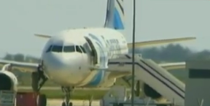 The EgyptAir plane that was hijacked. Photo: CNN/Screenshot.