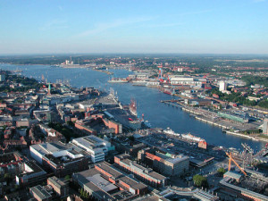 The Kier harbor in Germany, where two Mossad agents were reportedly sent to monitor the transfer of a German submarine to Israel. Photo: Klaas Ole Kürtz via Wikimedia Commons.