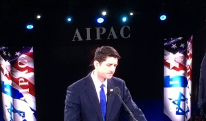 Speaker of the House Paul Ryan addressing the AIPAC policy conference. Photo: Twitter.