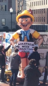 12-foot tall Pinocchio display at Columbia University