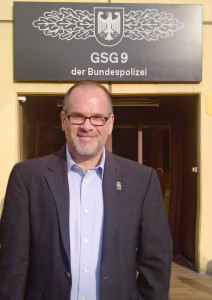 Author Samuel M. Katz, in front of Germany's counter-terror and special ops unit. Photo: Courtesy.