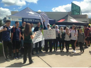 SJP students blocking Birthright table at U South Florida. Photo: Twitter