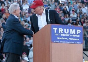 Donald Trump, right, at a rally in Alabama. Photo: Twitter.