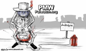 A cartoon in the official PA daily, blaming the West for the Brussels bombings and global terrorism in general. Photo: Palestinian Media Watch.