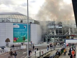 The Brussels airport, during Tuesday's attacks. Photo: Wikinews.