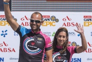 Israeli cyclists Idit Shub and Gal Tsachor won second place as a team in the Absa Cape Epic mountain bike competition. Photo: Sportzpics.