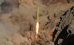 The launching of an Iranian Ghadr ballistic missile in March. Photo: Mahmood Hosseini via Wikimedia Commons.