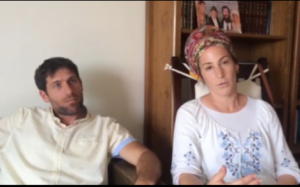 Yeshurun and Dikla Gavish, recounting the thwarting of stabbing attack by a female Palestinian terrorist. Photo: nrg/Screenshot.