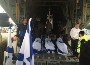 The coffins of three Israelis killed in the Istanbul attack. The suicide bomber reportedly followed a group of Israeli tourists. Photo: Twitter.