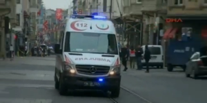 An ambulance arriving at the scene of the recent suicide bombing in Istanbul. Photo: Walla/Screenshot.