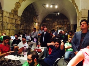 The April 7-8 "hackathon" in Crusaders Hall at the Tower of David Museum in Jerusalem. Photo: Maayan Jaffe-Hoffman.